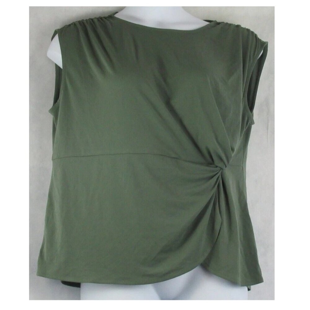 Alfani Women's Plus Size Sleeveless Twist-Front Top, Lush Sage Green, 0X
